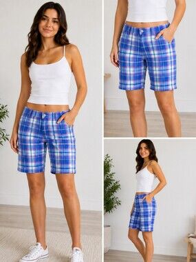 Size 00 Aeropostale pink and blue plaid shorts